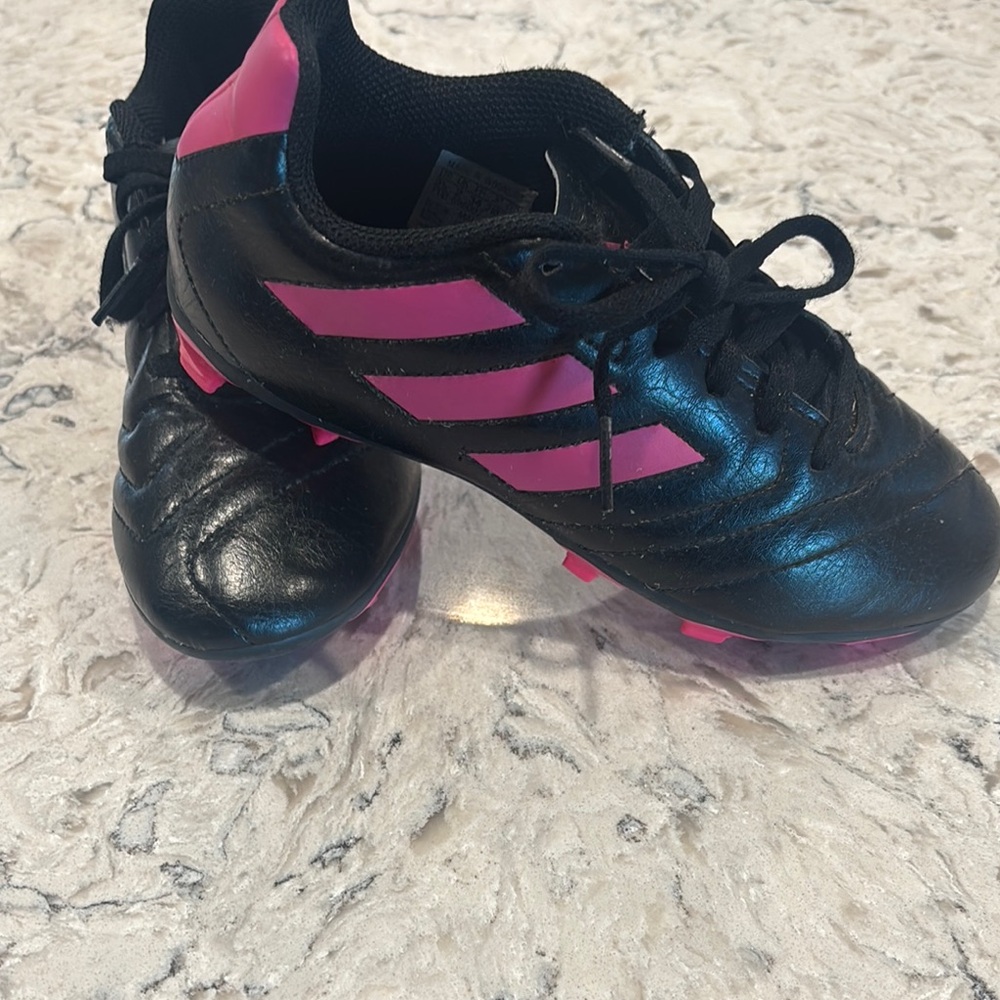 Adidas Kids Black and Pink Soccer Shoes